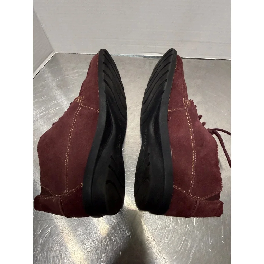 Clarks Nikki Class 8 Burgundy Suede Lace Up Chukka Ankle Boots 261047034055